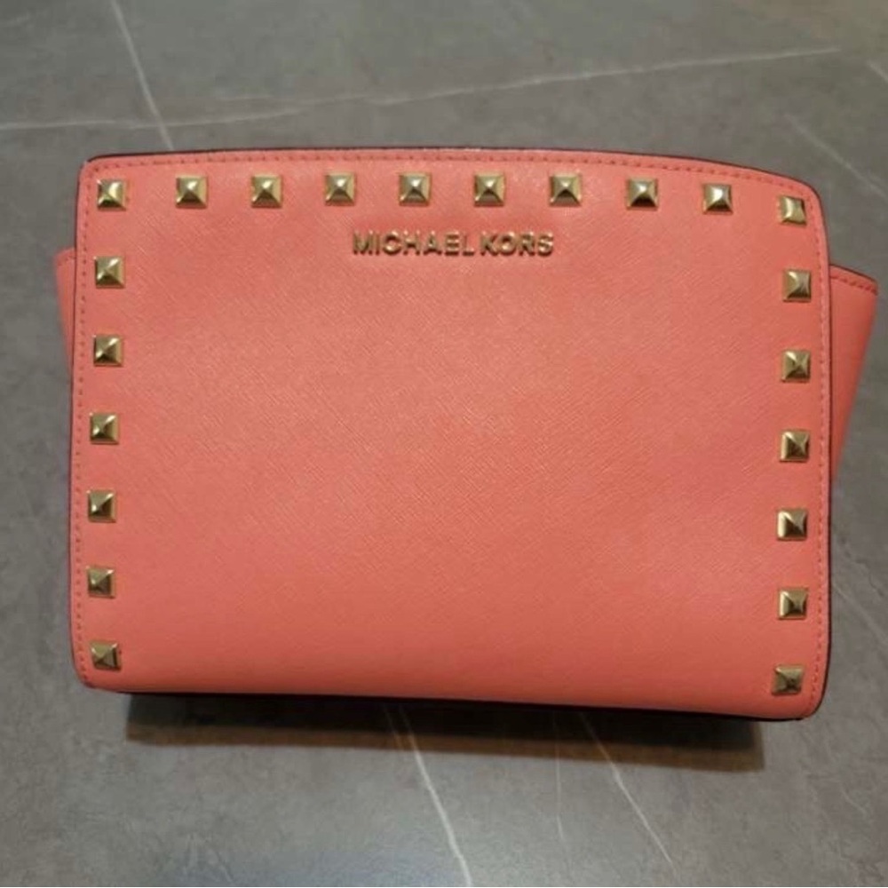 Michael Kors Small Coral Pink Crossbody Selma Stud